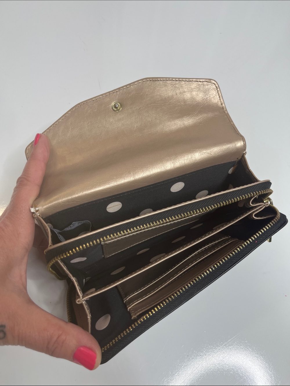 Black Patent Leather Wristlet Clutch Wallet Anne Klein
